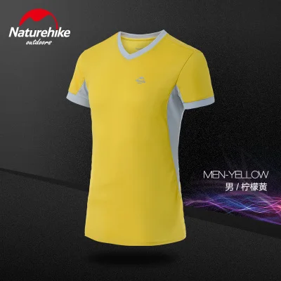 Naturehike V футболка с воротником-стойкой для женщин, футболка с коротким рукавом, Мужская футболка для влюбленных, быстросохнущая, для пеших прогулок, бега, дышащая, удобная, тонкая - Цвет: yellow Man