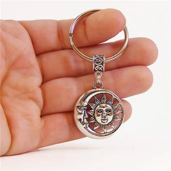 

Key Chain Charm Moon Sun Keychain Women And Men Vintage Keychain Ring Car Accessories Car Phone Decoration