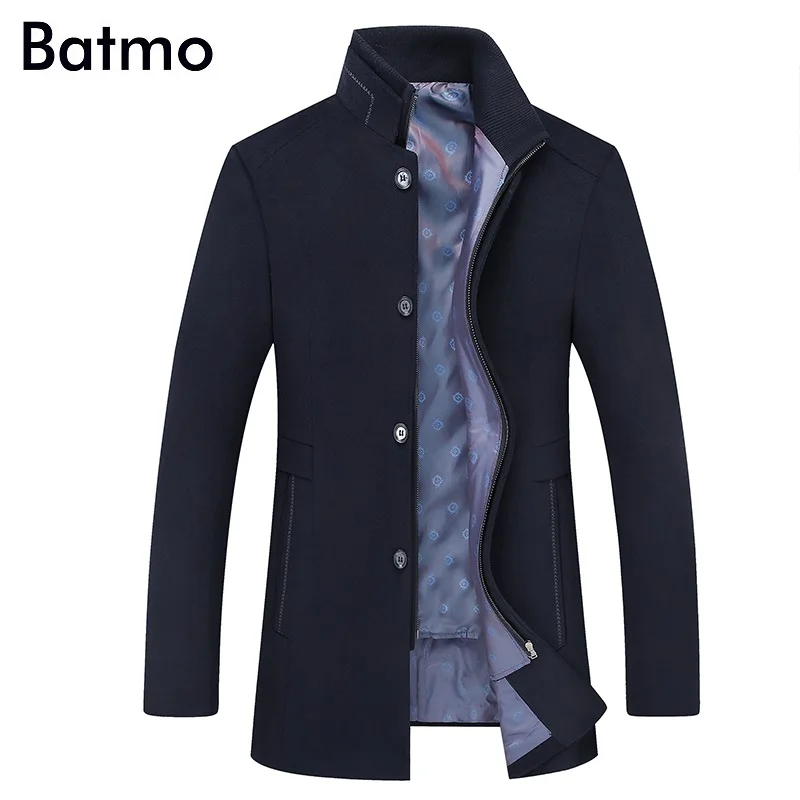 BATMO, Новое поступление, зимнее шерстяное толстое пальто высокого качества для мужчин, мужские серые шерстяные куртки, большие размеры, M-6XL, 1818 - Цвет: navy blue
