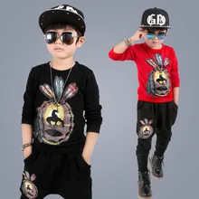 Hot 2016 Autumn New Tide Brand Children’s Korean Hiphop Style Teen Boys Haren Pants 2pcs Cotton Sweatshirt Sets Fashion Clothing