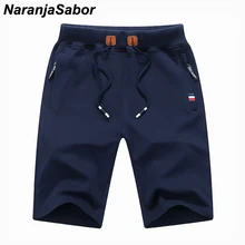 NaranjaSabor, летние однотонные мужские шорты, летние хлопковые повседневные мужские пляжные шорты, мужские шорты до колена, брендовая одежда 4XL