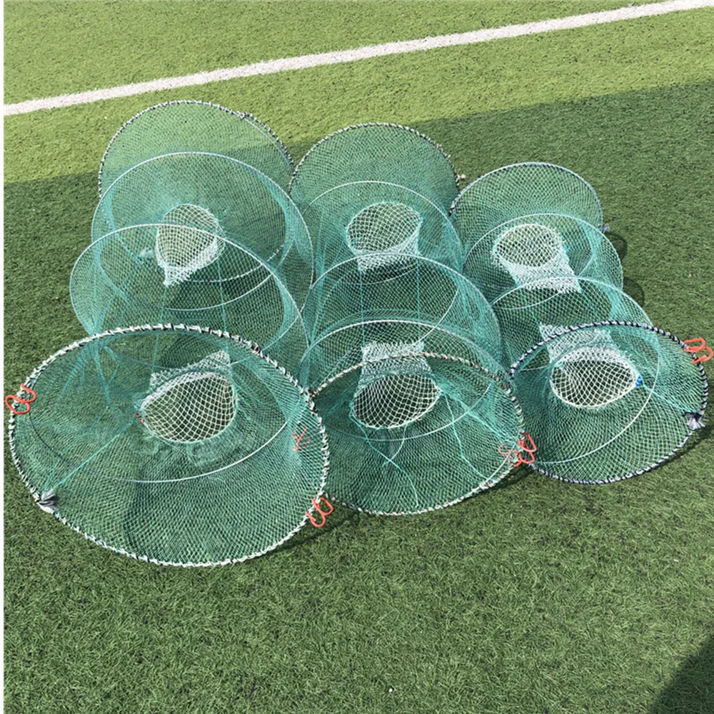 Fishing net crab trap network cages cast nets shrimp nylon netting Automatic Fishing Cage Foldable Trap Cast Net Folding