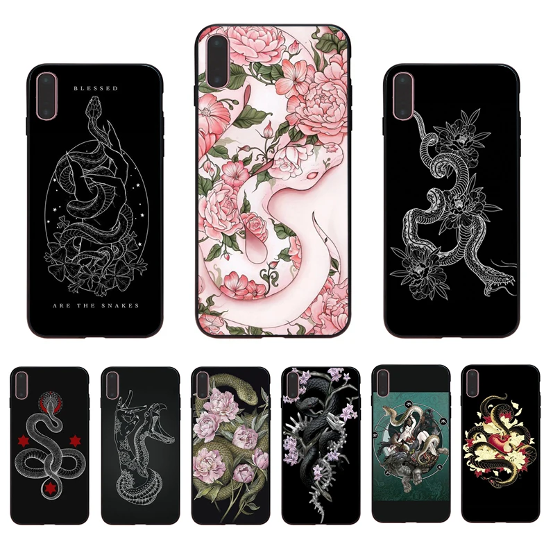 

IMIDO Flower and snake art patterned soft silicone phone case for iphone 7 8 6 5 X XS XR XSmax 6s/6/7/8plus 5/6S SE shell cover