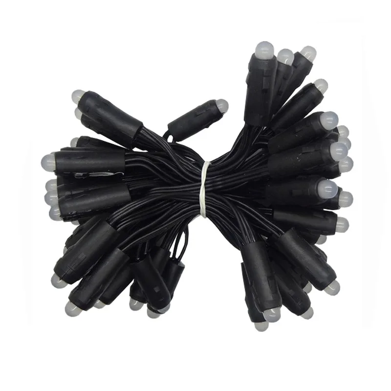 

1000X DC5V 12mm WS2801 RGB dream color led string light with Black cable and Black shell for decorative lighting free shipping