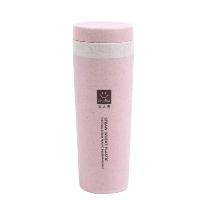 300 ml طبقة مزدوجة فراغ قوارير زجاجة حرارية تحلل القمح القش المحمولة زجاجة مياه بلاستيكية الرياضة غلاية