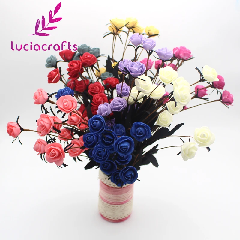 Lucia crafts 1 комплект 15 головок поддельные цветы Роза голова пена для искусственных цветов роза DIY домашнее свадебное украшение A1304