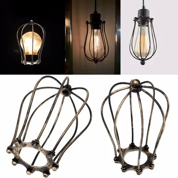 

Vintage Lamp Covers Metal Wire Shades Antique Pendant LED Bulb Chandelier Cage Industrial Ceiling Hanging Guard Cafe Bars Lamp
