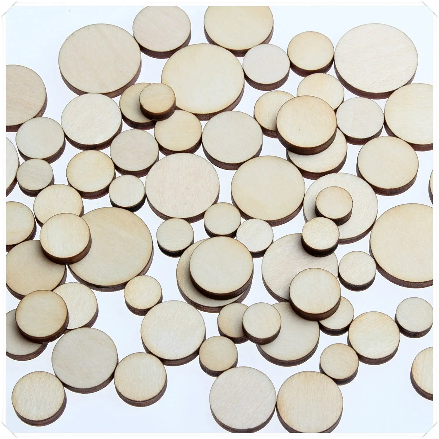 200 pcs [Circle Shaped] Mini Mixed Small Wooden Embellishments