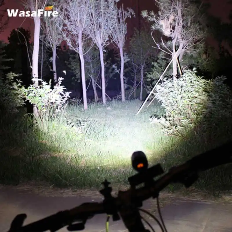 Perfect WasaFire Adjustable Bicycle Light 15000lm T6 LED Bike Light Head Lamp Torch With USB Rechargeable Built-in Battery Gift 17