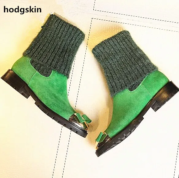 

Women Winter Warm Flats Stretch elasticity Socks Knitting Mid Calf Botines Butterfly-knot Glitter Zapatos De Mujer Fold Shoes