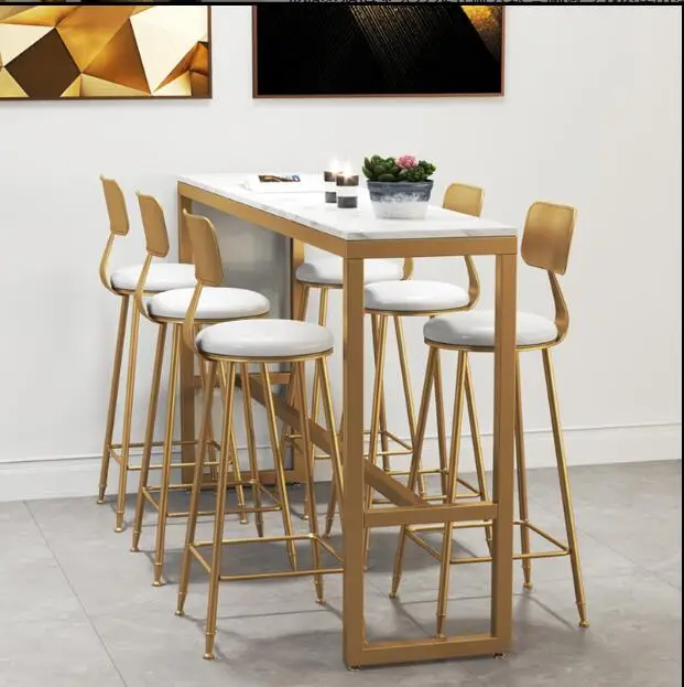 Nordic simple fashion golden iron bar chair high stool