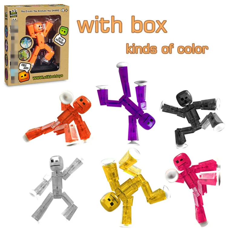 1 piece random color Stik bot Screen Animation Toys Shed Dolls with Sucker DIY Creat Animation