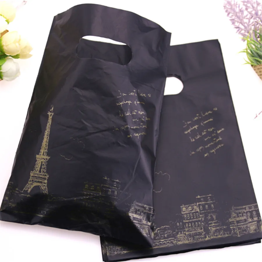 Hot Sale Wholesale 100pcs/lot 15*20cm Purple Thank You Shopping Plastic Bags Smile Face Gift Packaging Bags