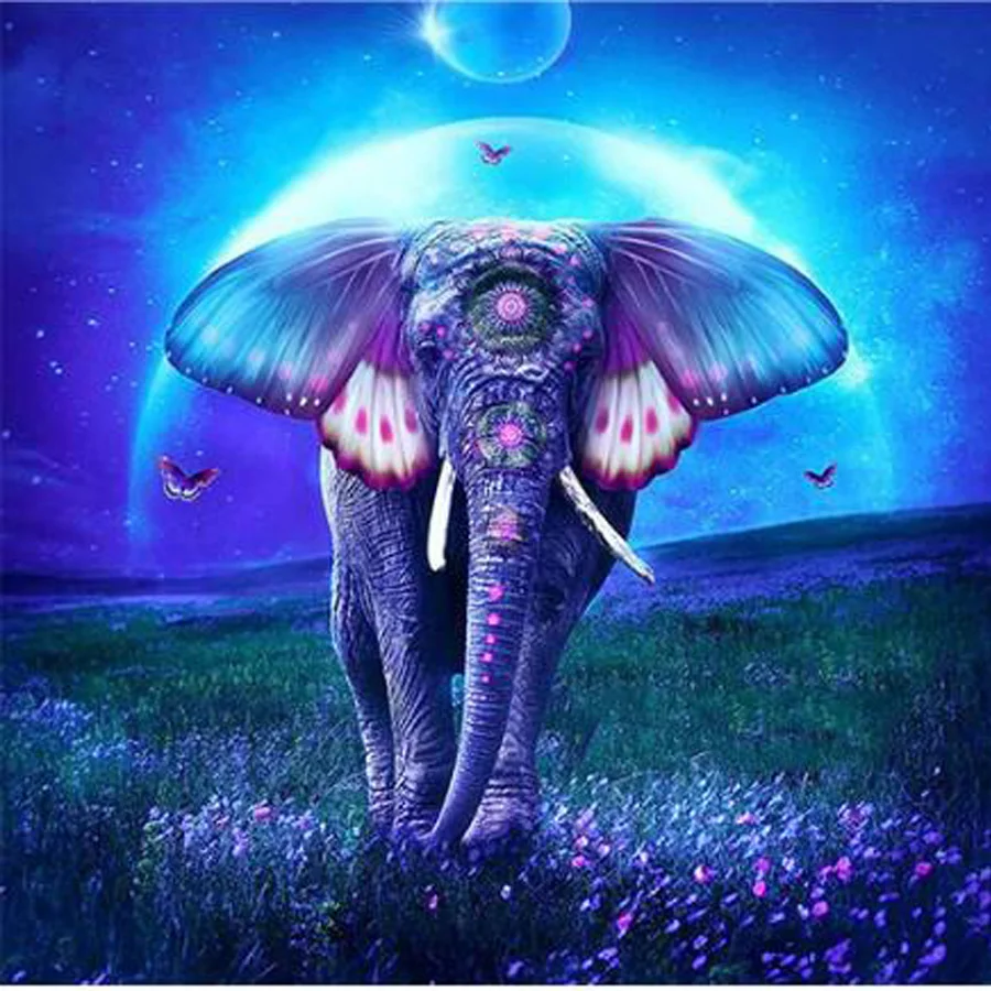 5D DIY Diamond Painting Colorful Elephant Full Round square drill