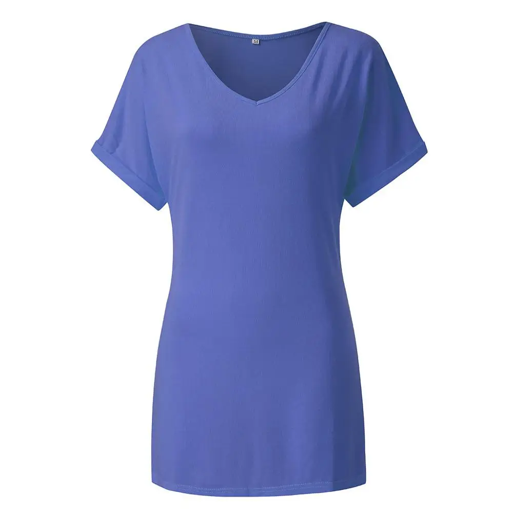 

Women Ladies Baggy Oversized Loose Fit Turn up Batwing Sleeve V Neck Top