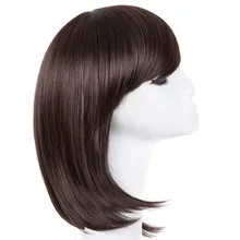 Fei-Show короткий волнистый коричневый парик из синтетического термостойкого волокна для женщин Peruca Perruque Peruk наклонные челки вечерние волосы