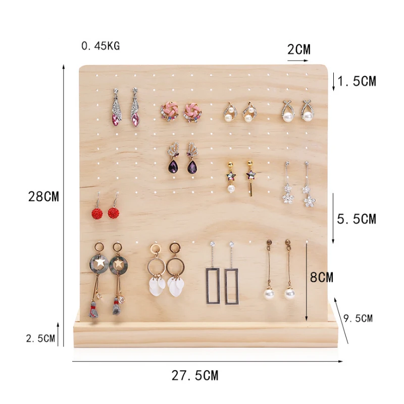 

HUNYOO 120 Holes Stud Earrings Display Showing Stand Rack Jewelry Packaging Wood Show Organizer Holder Storage Holders Racks