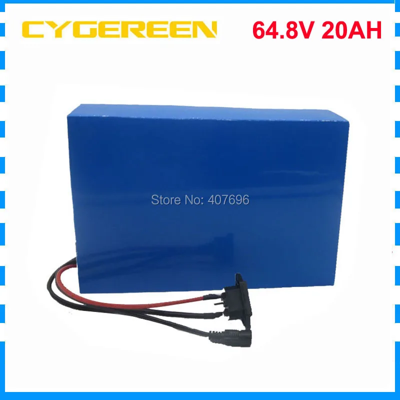 Flash Deal Free customs fee 1500W 65V Lithium ion battery 64.8V 20AH Electric bike scooter battery with 30A BMS 75.6V 2A Charger 3