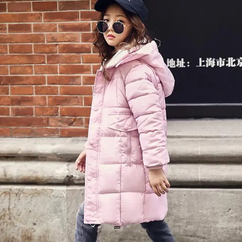 

Winter Jacket Kids Girls 2018 New Thicken Warm Hooded Cotton Down Padded Coat Down Girls Outerwear Coats Winterjas Meisjes 10 12