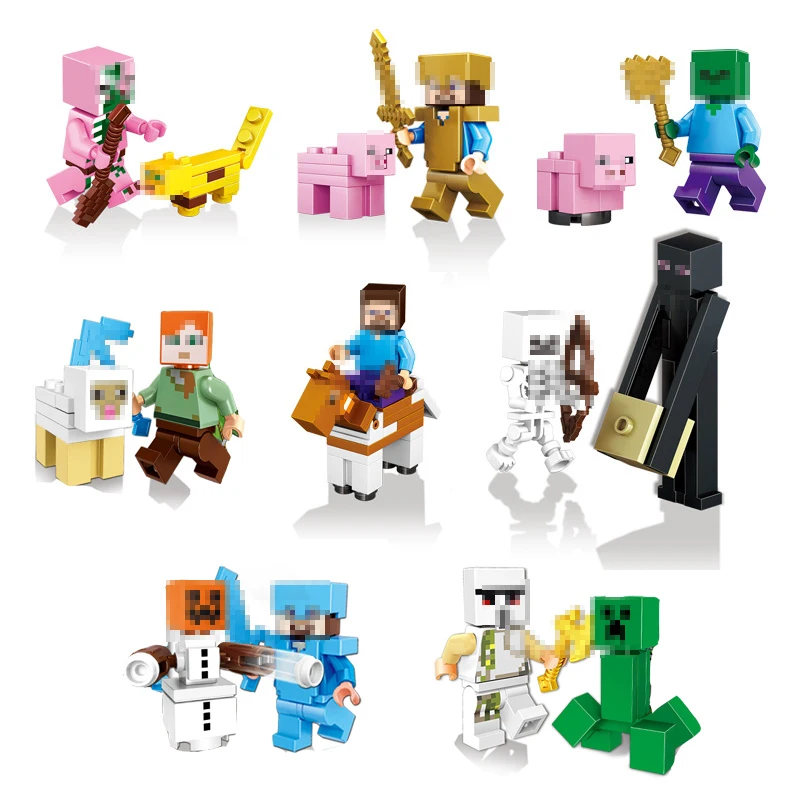 

16PCS/Set Minecrafting Building Blocks Bricks Steve Alex Zombie Compatible Legoings Action Figures Minecrafted Toys for Children