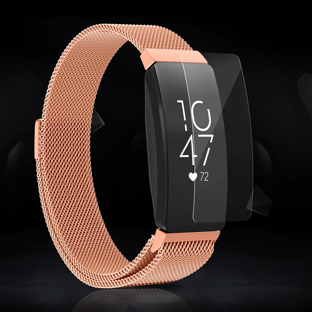 Смарт-часы браслет ремешок Smartband браслет Миланская нержавеющая сталь для ремешка часов браслет+ пленка для Fitbit Inspire HR