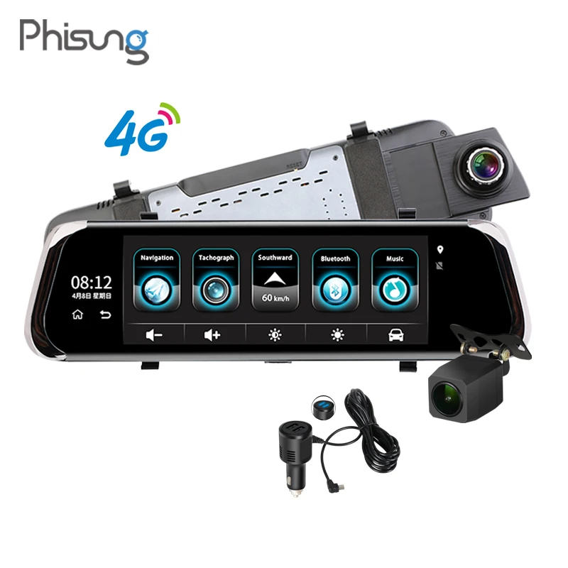 

Phisung ADAS Car DVR 4G Android GPS Navi 10" IPS Touch FHD 1080P Dash Cam Camera Video Recorder Auto Registrar Streaming Mirror