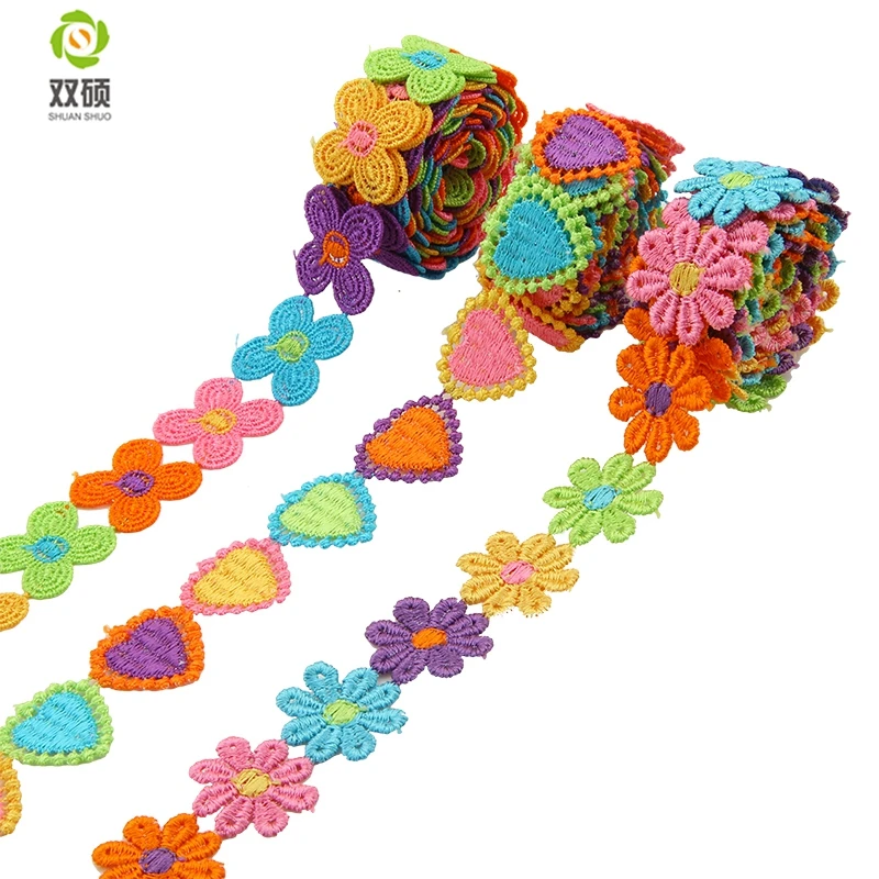 

ShuanShuoColorful lace watertight embroidery lace water soluble Lace Wrapping Decoration,Hair Accessories DIY Gifts 3yard/lot