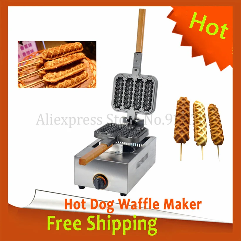 Commercial Hotdog Waffle Machine Stainless Steel LPG Power Hot Dog