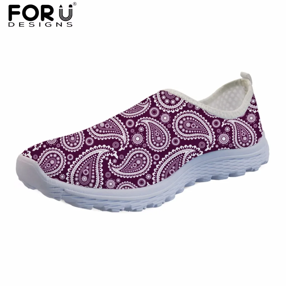 

FORUDESIGNS Brand Designer Women Flats Shoes Fashion Whirlpool Printed Casual Sneakers for Woman Girls Comfortable Mesh Shoes