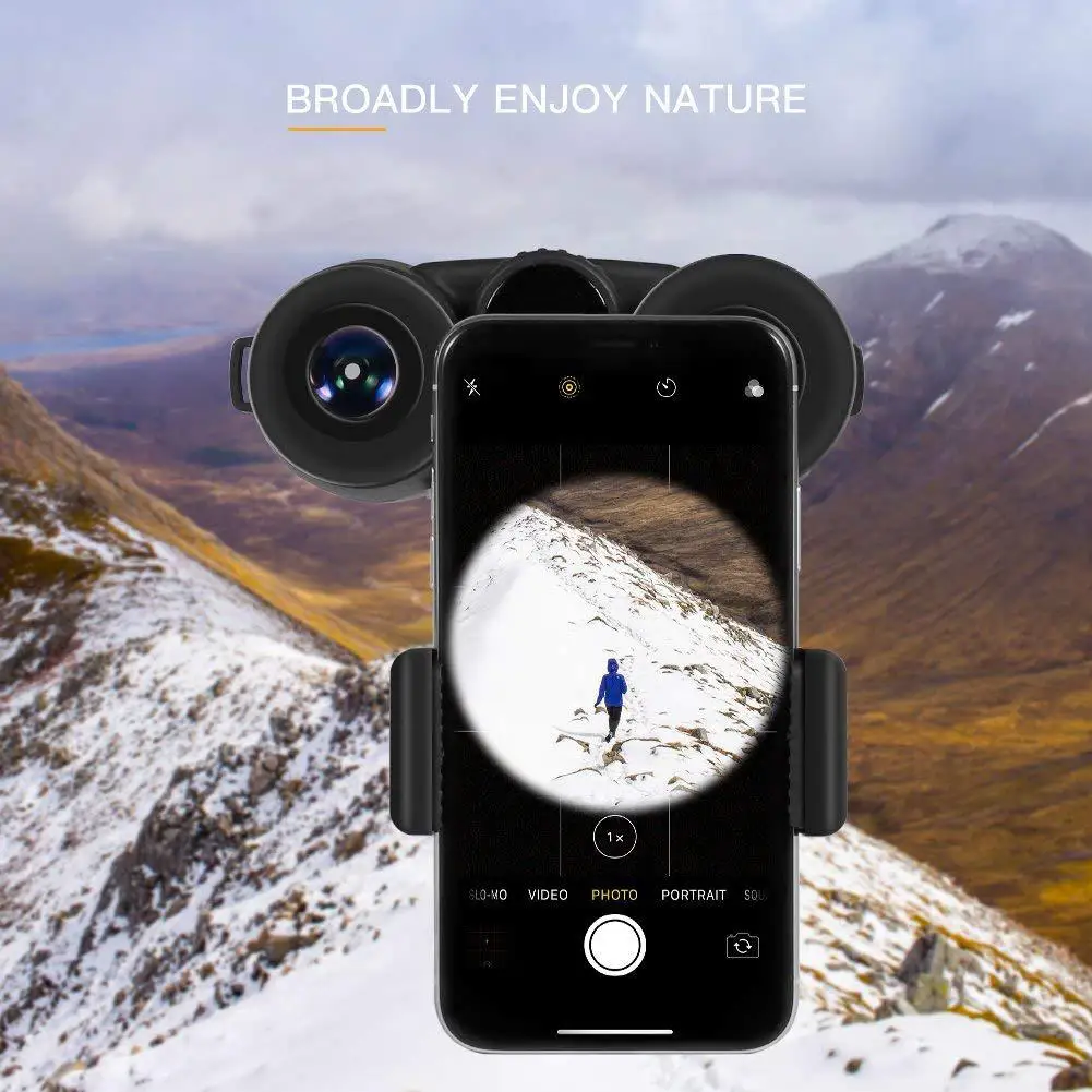 Yfashion HD Binoculars Compact Binoculars for Bird WatchingHuntingSports EventsTravelling with Smart Phone Connection Clip