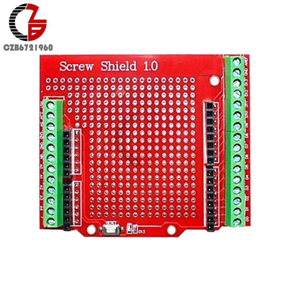 Прототип винтовой Щит Плата расширения Собранный терминал Прото Щит Двухсторонний PCB IO припой для Arduino UNO Mega2560 один