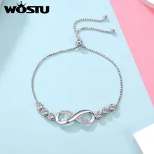 WOSTU sıcak satış moda sonsuz aşk beyaz altın renk bilezik kadınlar marka takı sevgili yeni yıl hediye Pulseras FFB037
