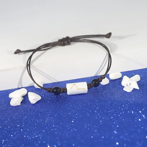 White Leo Новое поступление, 12 Созвездие зодиака, браслет, браслет, астрология, керамические браслеты для мужчин и женщин, пара влюбленных, браслет - Окраска металла: White Leo