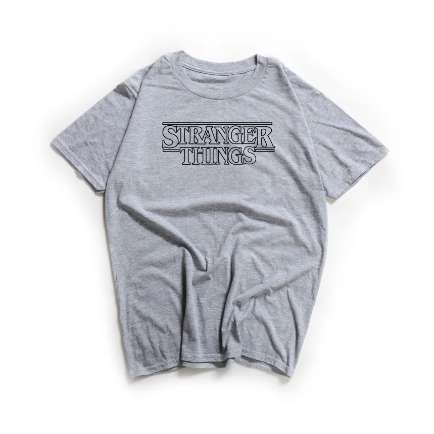 Американский ТВ серия Странная история окружающие странные вещи короткий рукав хлопковая футболка для мужчин триллер Забавные милые футболки для девочек повседневн - Цвет: gray