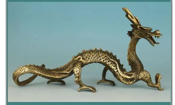 Pure Copper Gilt Tastefully Chinese OldTastefully Chinese Old Collection Handmade Carved Dragon Statue Decor