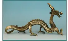 Pure Copper Gilt Tastefully Chinese OldTastefully Chinese Old Collection Handmade Carved Dragon Statue Decor