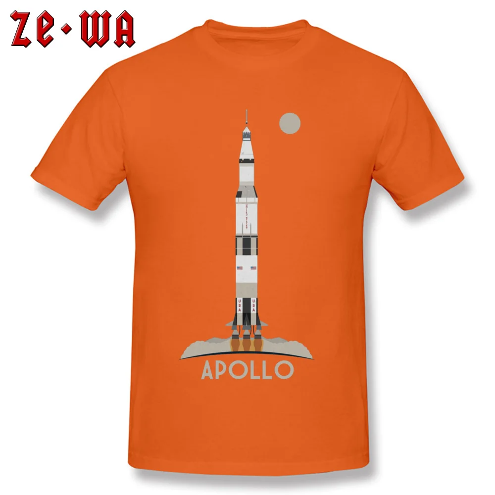 Street Apollo Launch -794 Tops Tees for Men Funky Labor Day Crewneck All Cotton Short Sleeve T-shirts Design Tops Shirts Apollo Launch -794 orange