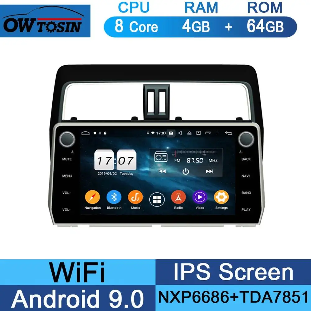 10," ips Android 9,0 8 ядерный 4G+ 64G Автомобильный мультимедийный плеер для Toyota Land Cruiser Prado gps Радио DSP CarPlay Parrot BT - Цвет: 64G