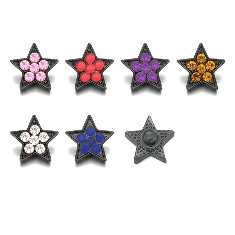 

Crystal Five-pointed star 010 Snap Jewelry Rhinestone Metal Snap Buttons Fit 12mm Snap bracelets Earrings necklace For women