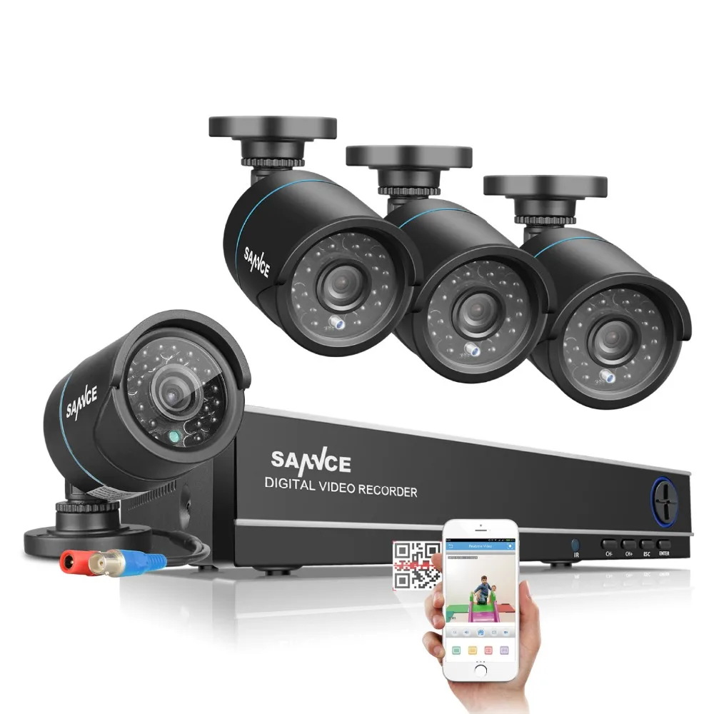 SANNCE 8CH 720P DVR 1080P HDMI NVR CCTV Home Security Camera System 4PCS IR Outdoor 1280TVL