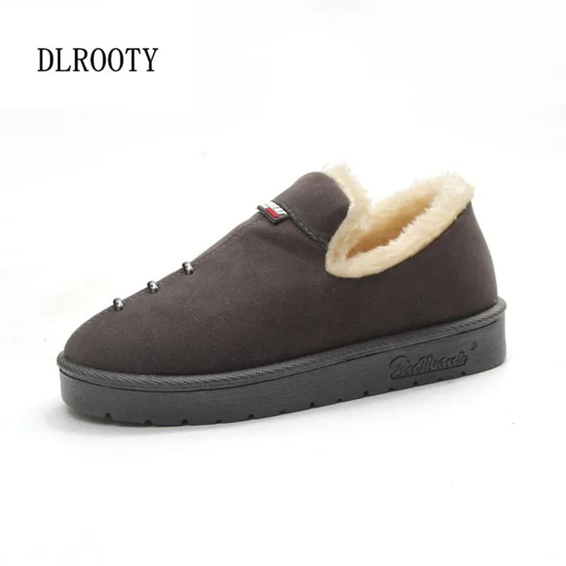 

Women Flats Shoes 2018 Winter Warm Snow Boots Short Plush Fashion Slip On Round Toe Platform Casual Solid Plus Size 36-44
