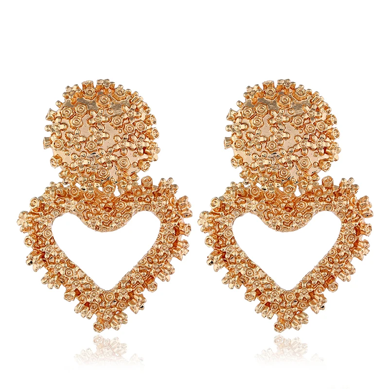 

Large Earrings for Women Earrings Women's Geometric Heart-shaped metal earring Statement 2019 Fashion Jewelry Hanging earring