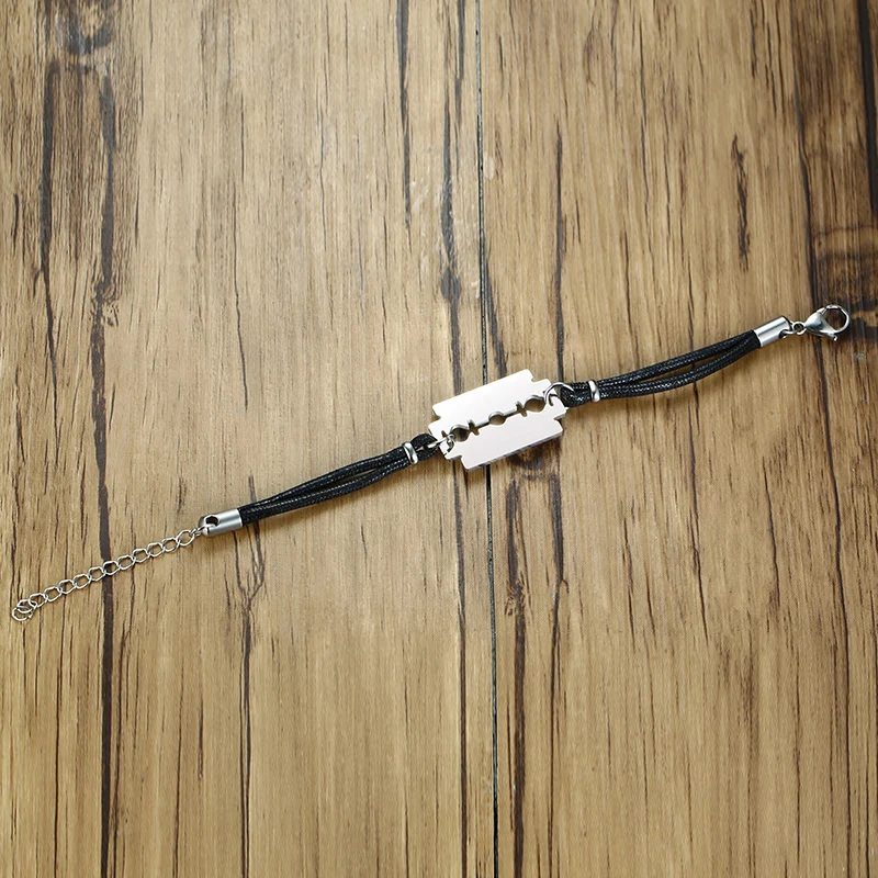 Kemstone мода нержавеющая сталь бритвы Воск Веревка Регулируемая цепочка-браслет ювелирные изделия подарок для мужчин