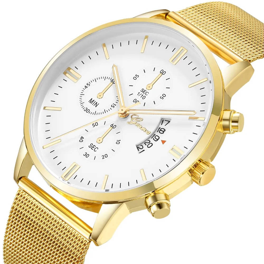 Мода Женева мужской часы Для мужчин часы Бизнес Водонепроницаемый Для мужчин часы взрослых рук часы кварцевые часы человек Наручные часы