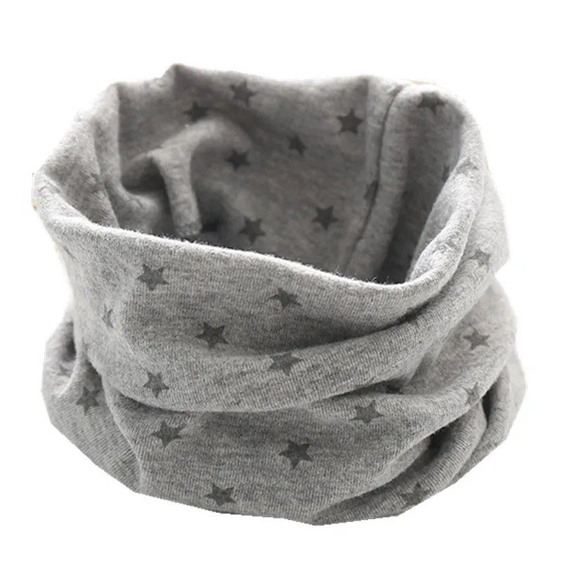 gray small star Новинка; сезон осень-зима; шарф из хлопка для девочек; Детский шарф; нагрудный шарф для мальчиков и девочек с круглым кольцом; милый детский шарф с воротником; Bufandas - Цвет: gray small star