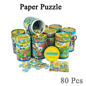 

New Hot 7 Types 1 Pcs Puzzle Cartoon Toy 3D Wood Puzzle Paper Box Jigsaw Puzzle for Children Early Educational Montessori Toys