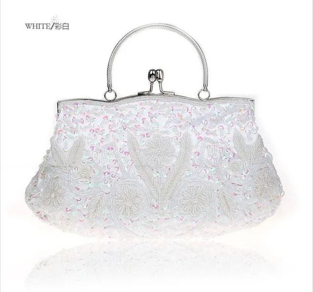 white sequin clutch