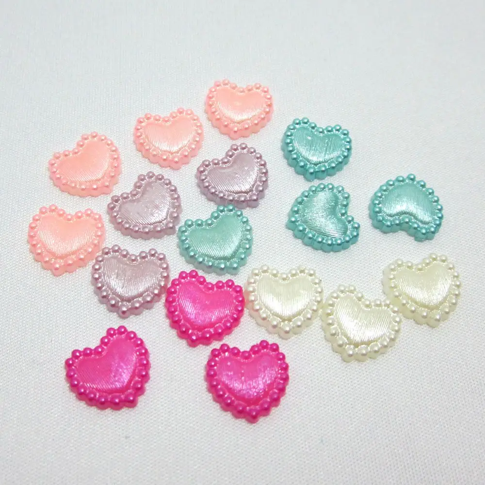 50 шт. 10 мм пластиковые в форме сердца плоский жемчуг Камни ремесло украшения DIY