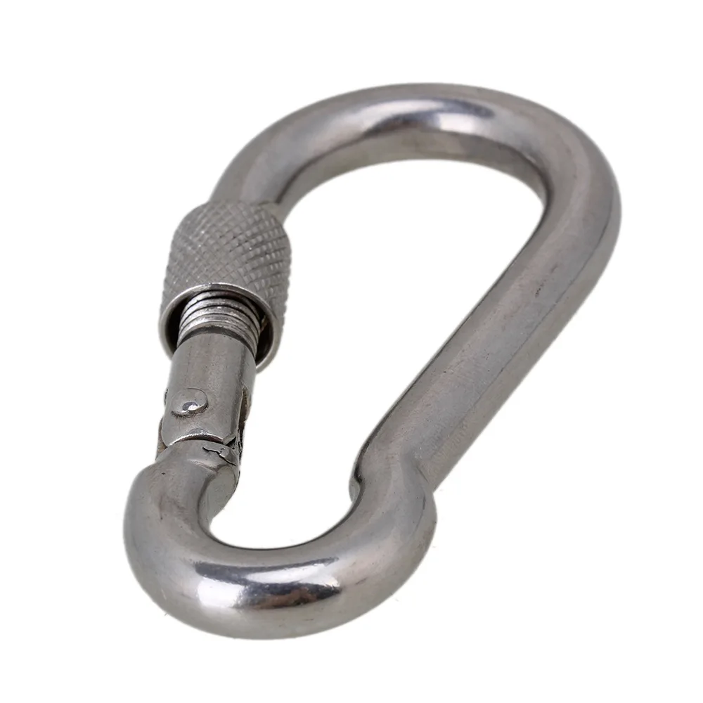 M8x80 Silver 304 Stainless Steel Quick Link Chain Carabiner Lock Ring