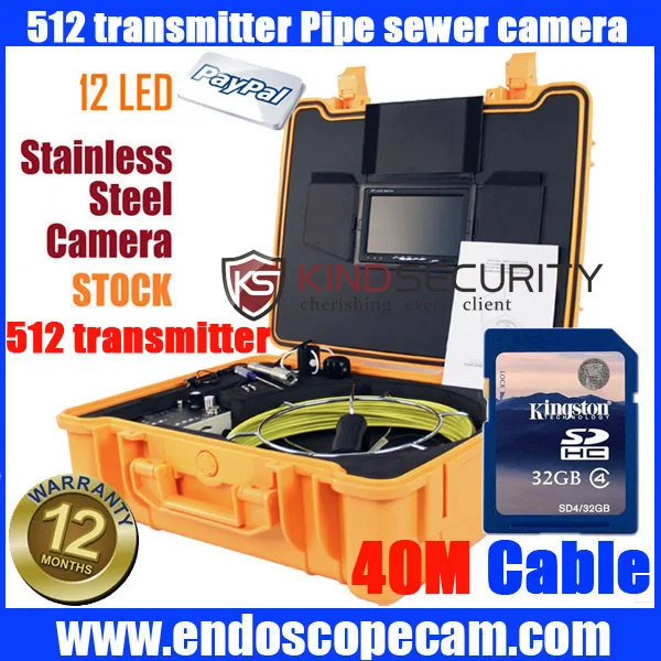 512HZ Sonda Transmitter Locator SEWER VIDEO PIPE DRAIN CLEANER INSPECTION SNAKE CAMERA W SONDE 40m cable